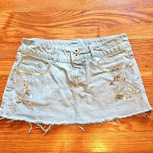 Sequined Jean Skirt
